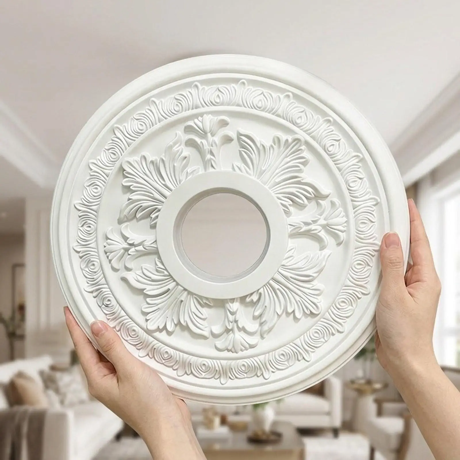 Decorative PU Ceiling Medallion Classic European Style for Light Fixtures in Home Improvement