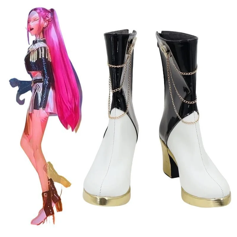 Mira – bottes en PU noir et blanc pour femme, chaussures de Cosplay, accessoires de Costume, Anime Halloween