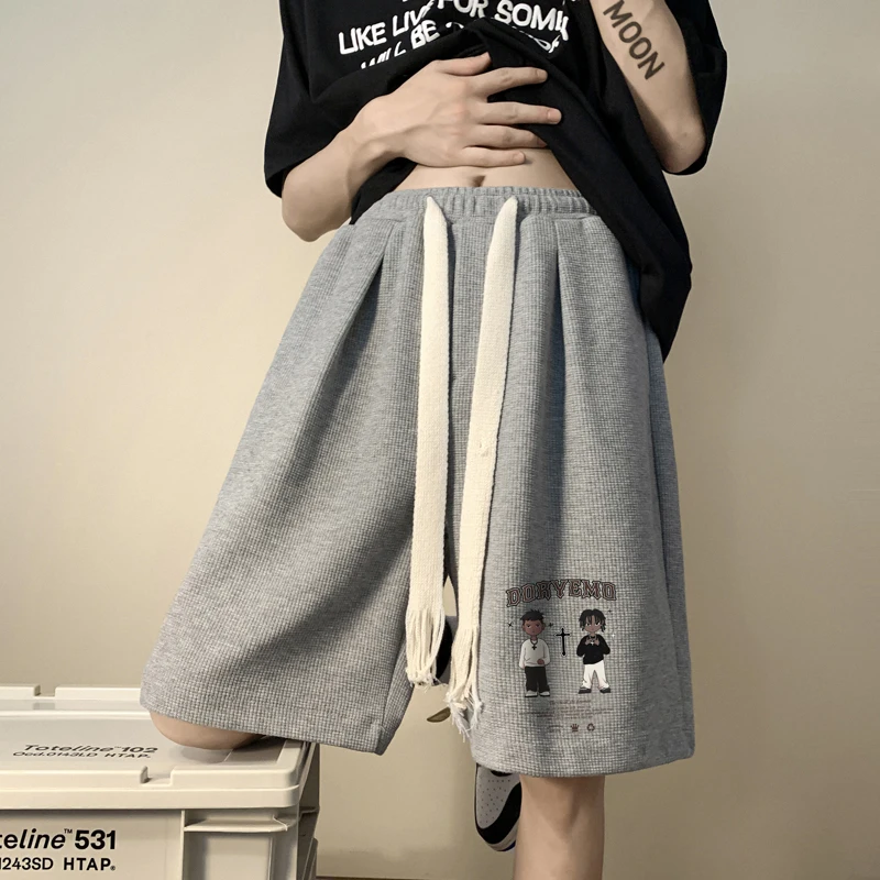 

Мужские летние тонкие спортивные шорты в американском ретро-стиле с вафельным узором, модные пляжные шорты для баскетбола, брендовые, размер 5