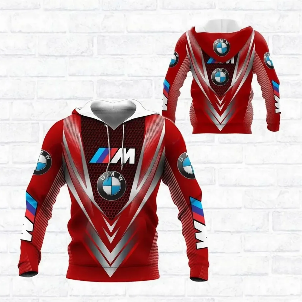 

2025 Casual Comfortable Red BMW Printed Drawstring Hoodie Fashion Motorcycle Riding Long Sleeves Sport Hoodie motorradbekleidung