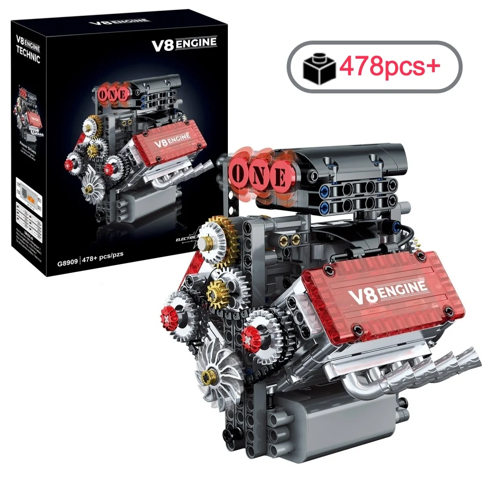 

Креативный комплект для сборки модели двигателя V8 с электродвигателем, строительная игрушка «сделай сам», настольный дисплей, подарок на день рождения, рождественские подарки