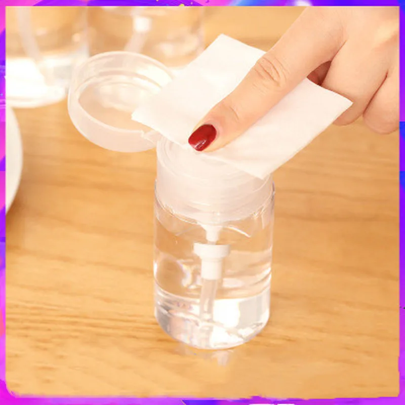 Hot Sale Refillable Portable Bottle Empty Plastic Nail Polish Remover Alcohol Liquid Press Pumping Dispenser Bottle