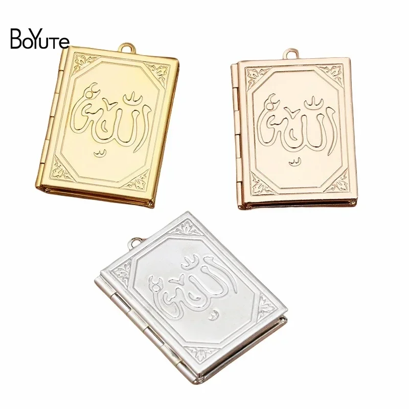 BoYuTe (5 Pieces/Lot) 27*35*5MM Metal Brass Floating Book Locket Pendant Open Photo Locket Pendant Vintage