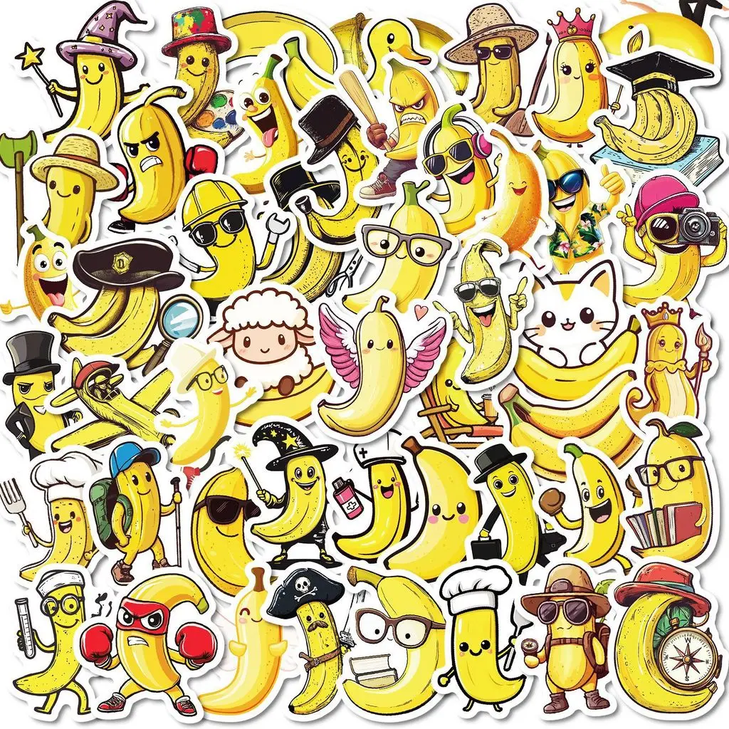 50Pcs Funny Cartoon Banana Man Stickers, Creative Expression Decals for Laptop & Journal DIY Decor RecordingYourLife Store