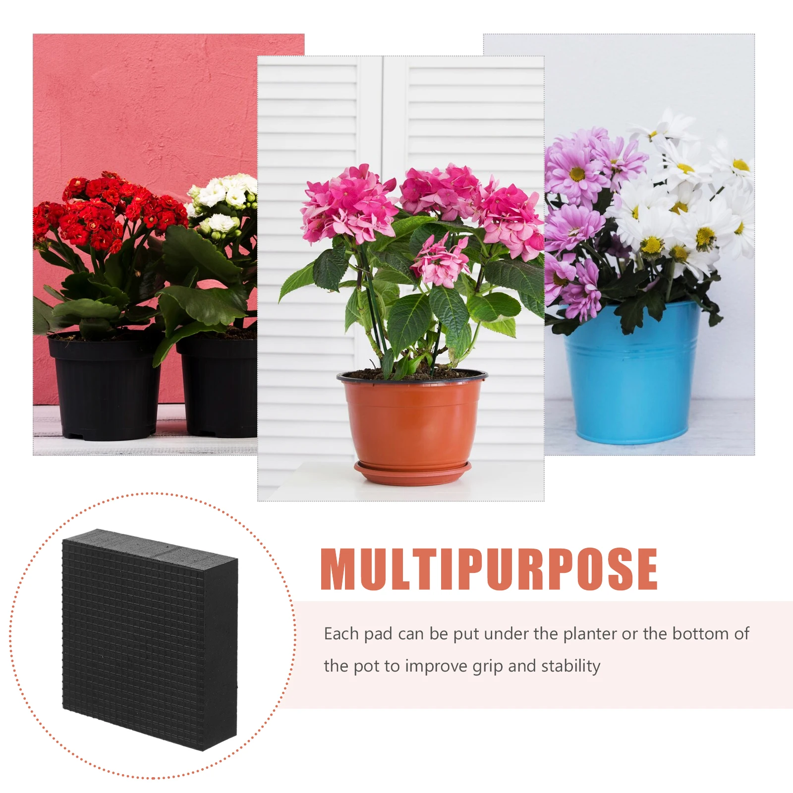 

8pcs Flower Pot Feet For Outdoor Planters 50x50x15mm Strong Non Slip Plant Pot Feet Elevator for Planters Outdoor Garden