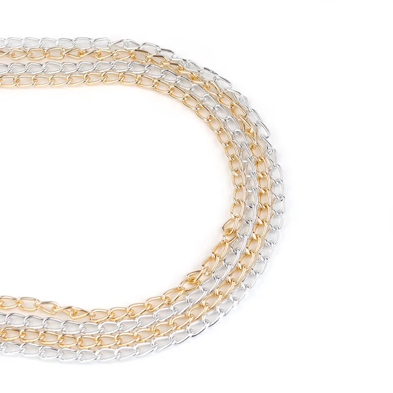 5 Meter/Rolle Gold Silber Farbe Aluminium Kette Metallkette Gliederkette für Schmuckherstellung DIY Armbänder Halskette Schmucksuche – Detail 2