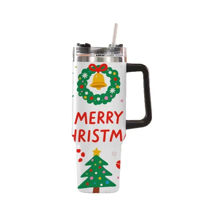 2026 هدايا عيد الميلاد والهالوين مكنسة من الفولاذ المقاوم للصدأ كوب للسفر 40 أونصة تصميم كرتوني ذو سعة كبيرة مع القش #4