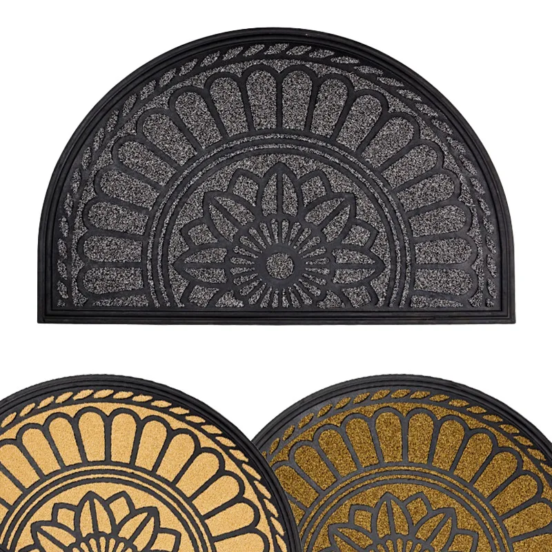 DSA door non-slip mat, dirt-resistant and easy to take care of carpet, household door semi-circular rubber floor mat