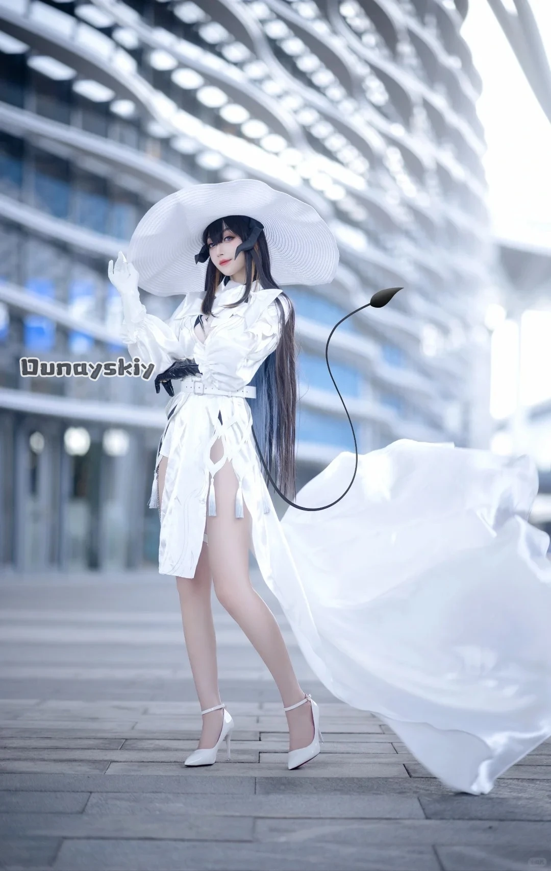 AzO S @ Constance Cosplay Anime juego Honkai: disfraz de Star Rail The Dahlia vestido con abertura larga traje Sexy sombrero grande cola de súcubo Halloween