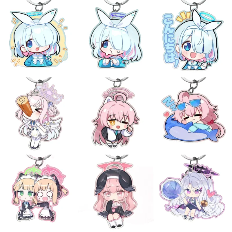 

Blue Archive Key Chain kawayi Anime Game Takanashi Hoshino Hayase Yuka Koharu Sorasaki Hina Acrylic ACG Characters DIY Toy Gift