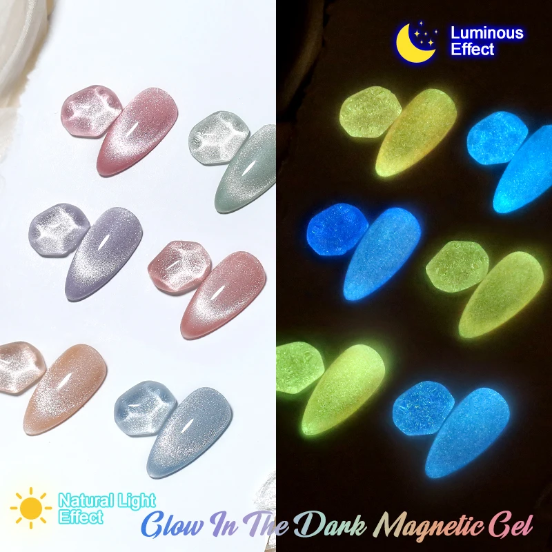 Arte Clavo 10 ml leuchtender Katzen-Magnet-Gel-Nagellack, leuchtet im Dunkeln, glitzernd, reflektierend, UV-LED, Nagelkunst-Gel-Maniküre-Lack