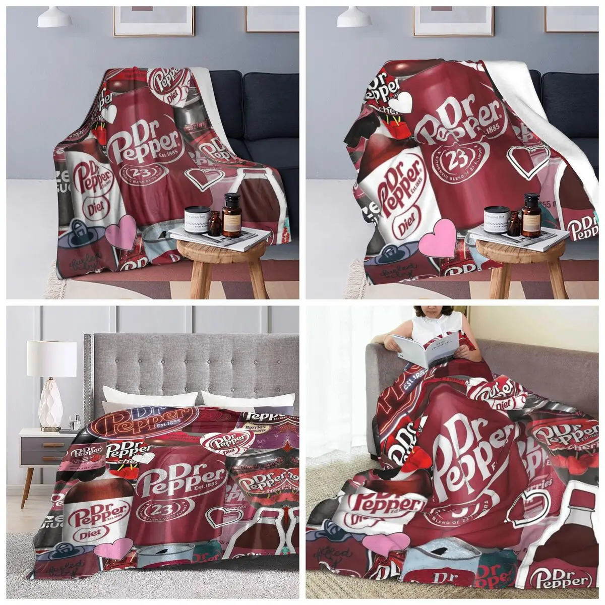 Dr Pepper Blankets Soft Warm Flannel Throw Blanket Bedding for Bed Travel Home Sofa