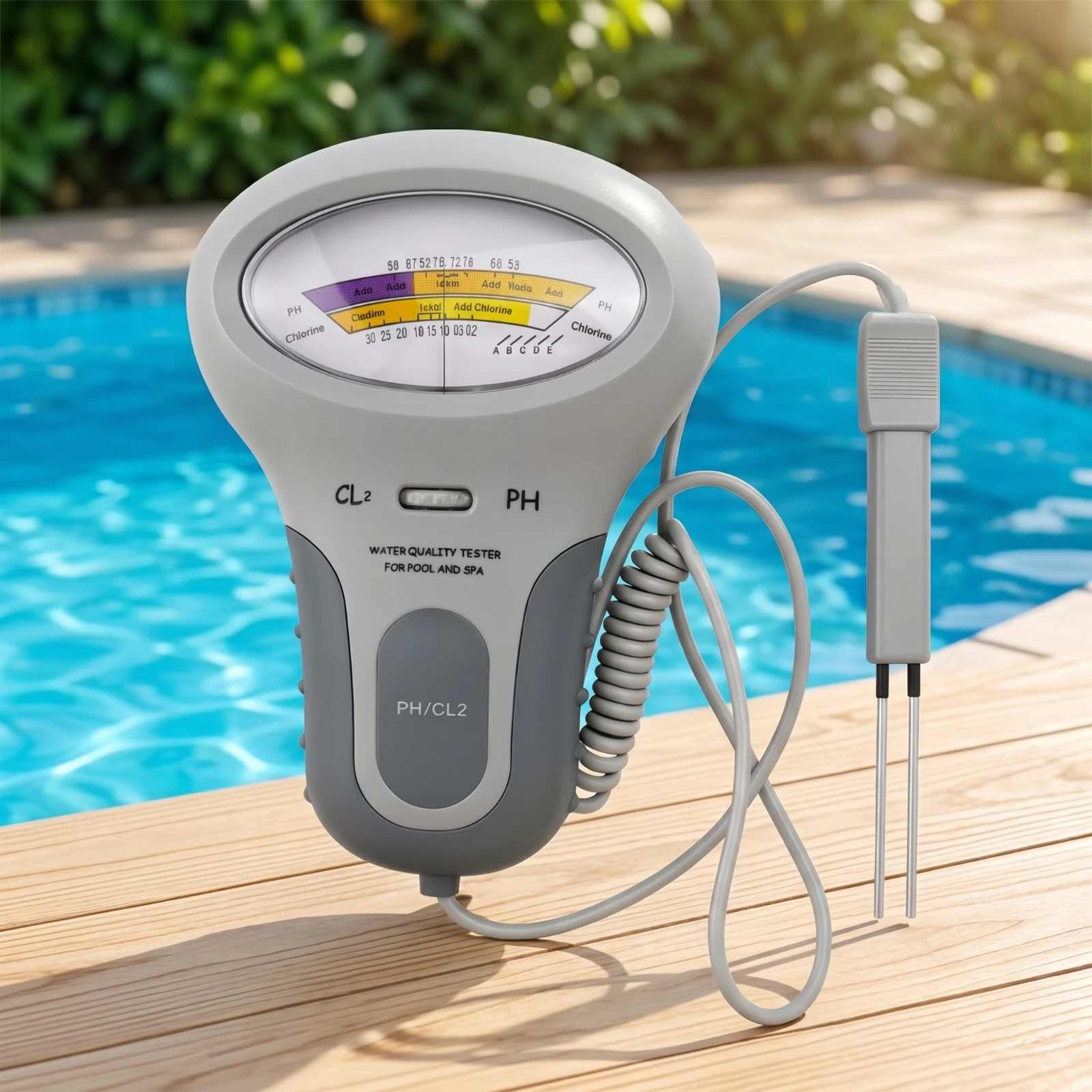 Medidor de pH y Cloro con Sensor, Dos Escalas, Analógico, Portátil, para Piscinas