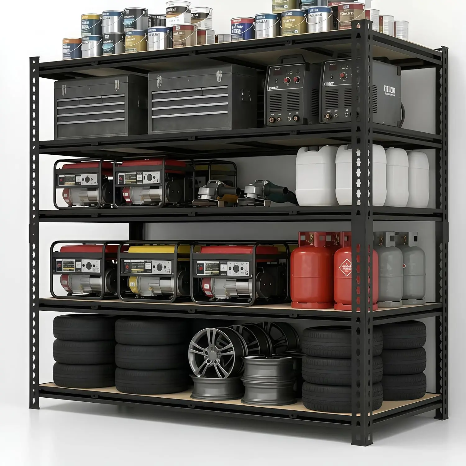 

Стеллажи для хранения шириной 55 дюймов, грузоподъемность 3500 фунтов, 5-ярусные металлические стеллажи для гаража, регулируемые усиленные стеллажи, на заказ