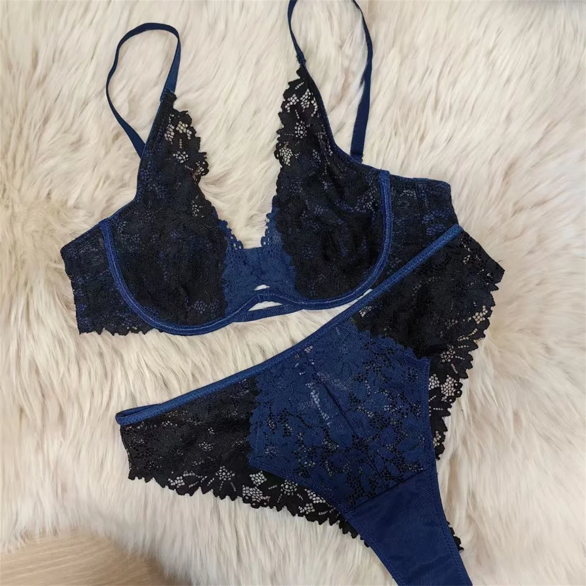 Women's underwear set Europe and the United States sexy underwear women French perspective lace underwear bra set