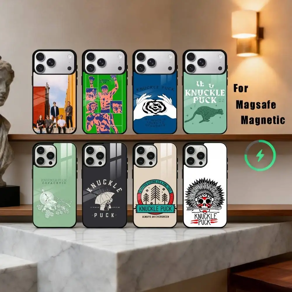 

Pop-rock K-Knuckle P-Puck Band Phone Case For iPhone17,16,15,14,13,12,11 Plus,Pro Max Magnetic For Magsafe Wireless Charging