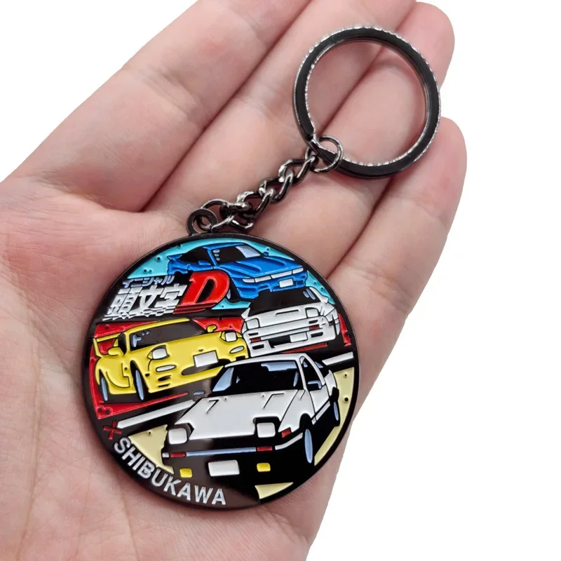 INITIAL D Cute Keychain Cartoon Anime Figures Metal Enamel Brooch Cartoon Pin Backpack Badge Kids Gift