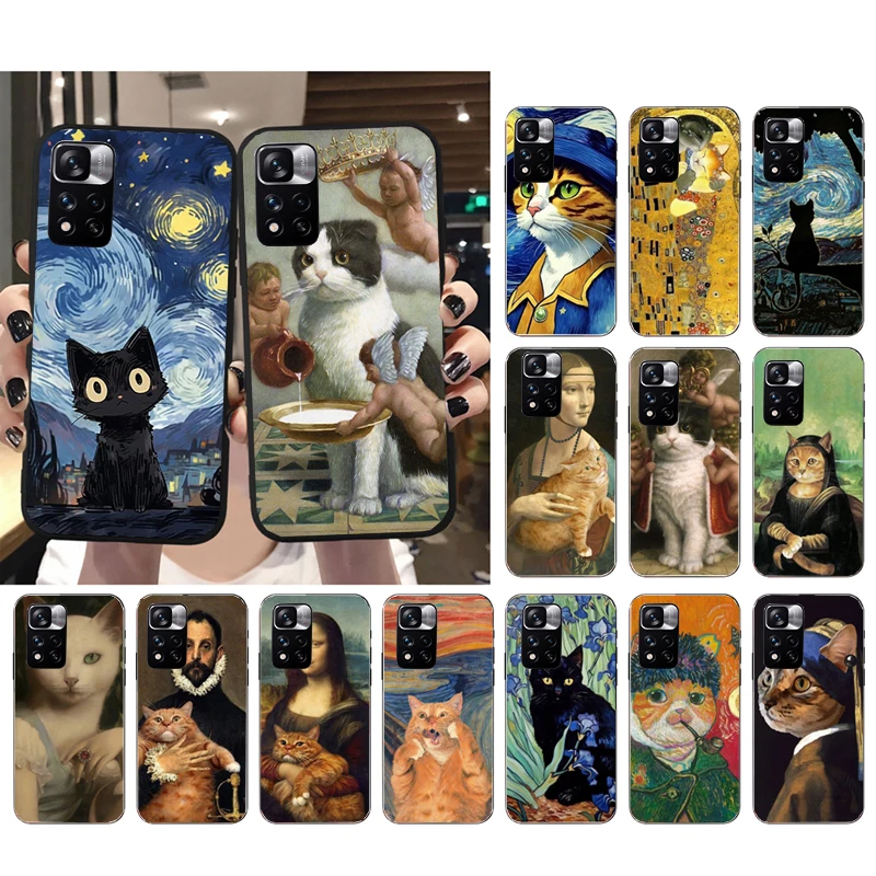 Van Gogh Gustav Klimt Mona Lisa Cat Phone Case For Xiaomi Redmi note 13 12 Pro 11S 11 10 Pro 10S 12S Redmi 13 10 13C 12C 14C