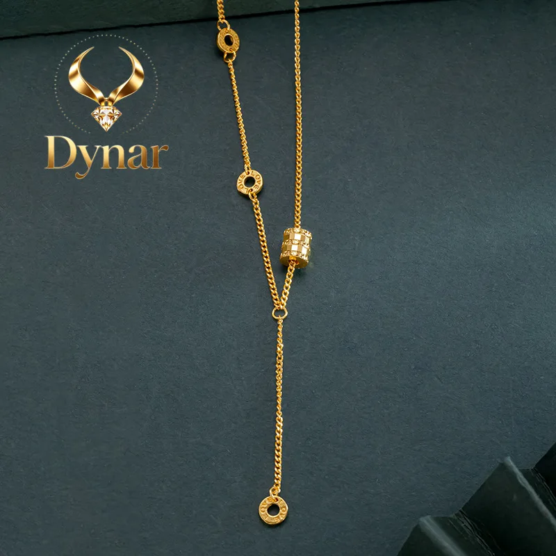 

Dynar Jewelry 9999 gold slim waist love chain 24K real gold long clavicle chain circle tail chain Taoxin birthday gift for gir