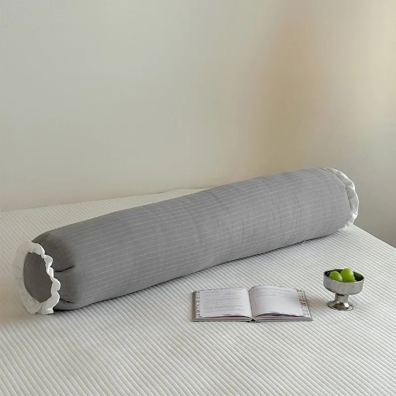 Solid color quilted girl candy sandwich cylindrical throw pillow bed plug quilted long strip pillow sofa cushion waist pillow