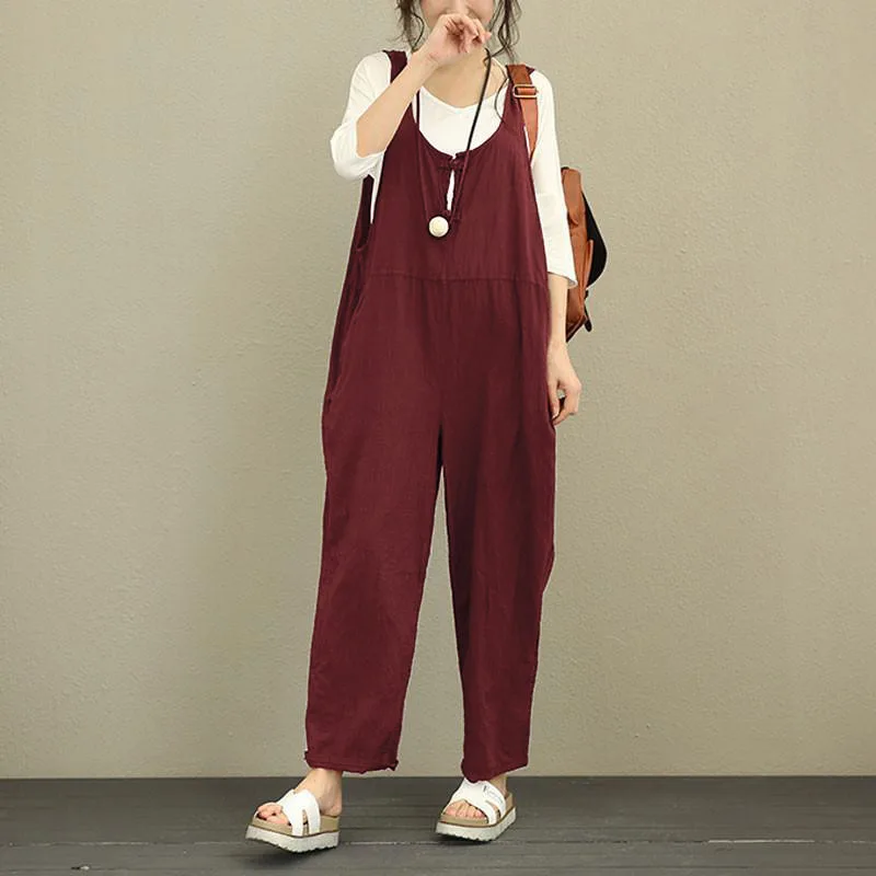 Women Jumpsuits Sleeveless V Neck Rompers Solid Casual Spliced Pockets Long Pants One Piece Overalls Jumpsuit Lady Autumn 2026