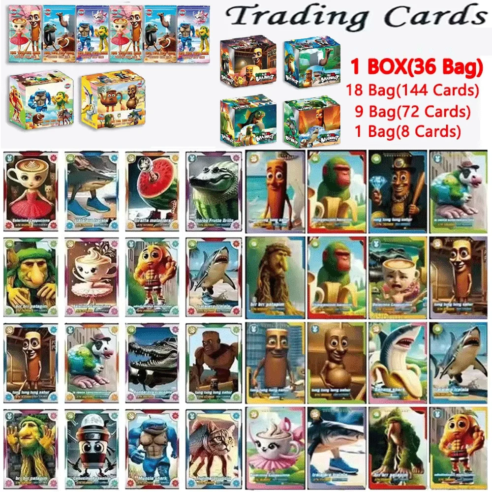Carte di raccolta Brainrot italiano Tungtung Sahur Tralalero Tralala Gioco di carte Giocattolo per bambini Carte collezionabili Regalo di compleanno