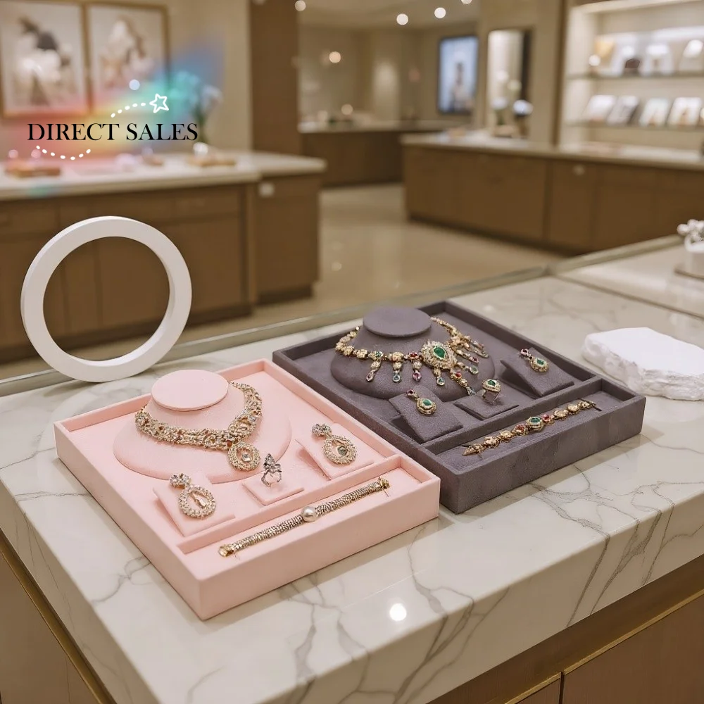 

High-end Jewelry Tray with Partitioned Velvet Storage Jewelry Packaging Gift Box Texture Exquisite Jewelry Set Display Stand