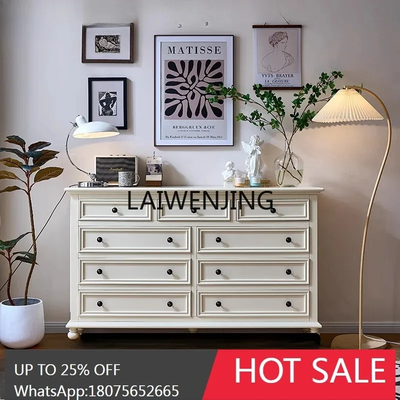 MJY American solid wood white dresser integrated cream premium light luxury locker