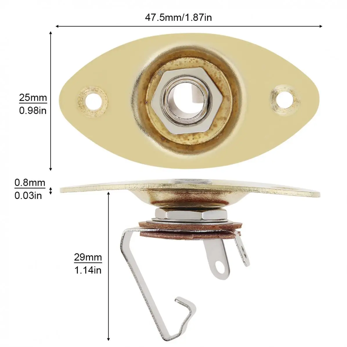 Steel Gold Oval Output Jack Socket Bass / Electric Guitar Bass Accessories