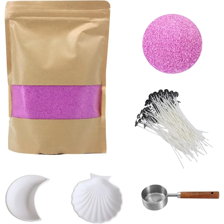 

Песочная свеча с жемчугом, набор «сделай сам» с 50 фитилями, ложкой, 2 пластинами, 17,6 унции, многоразовая песчаная свеча без запаха, красочные свечи с ледяными цветами Sa