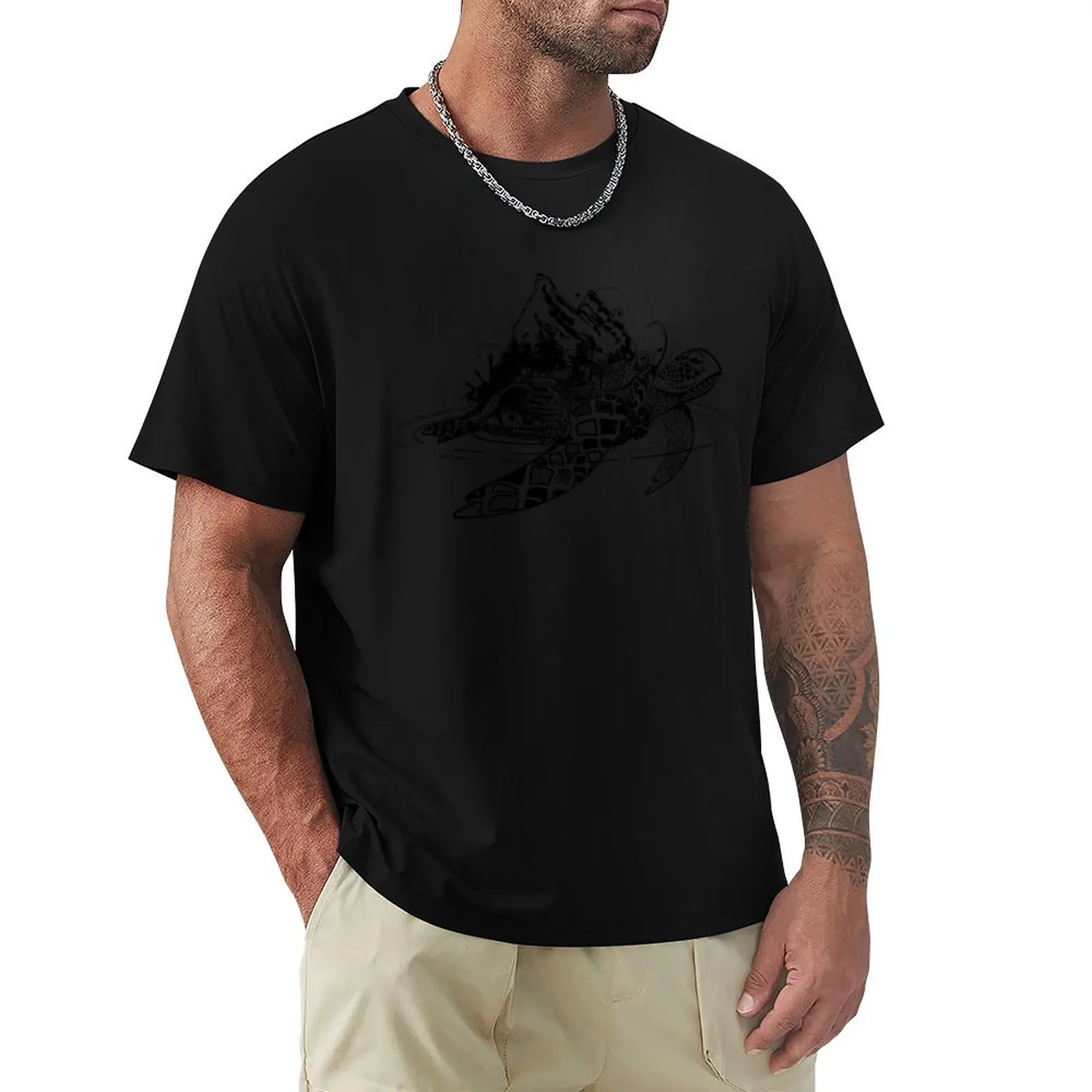 

surreal sea turtle T-Shirt anime shirt customizeds funny gifts T-shirts for men cotton