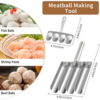 Nástroj na výrobu masových kuliček 4 v 1 z nerezové oceli - profesionální naběračka a forma na masové kuličky pro domácí maso s ergonomickou rukojetí 6 nejlepší prodej výrobník masových kuliček - №2