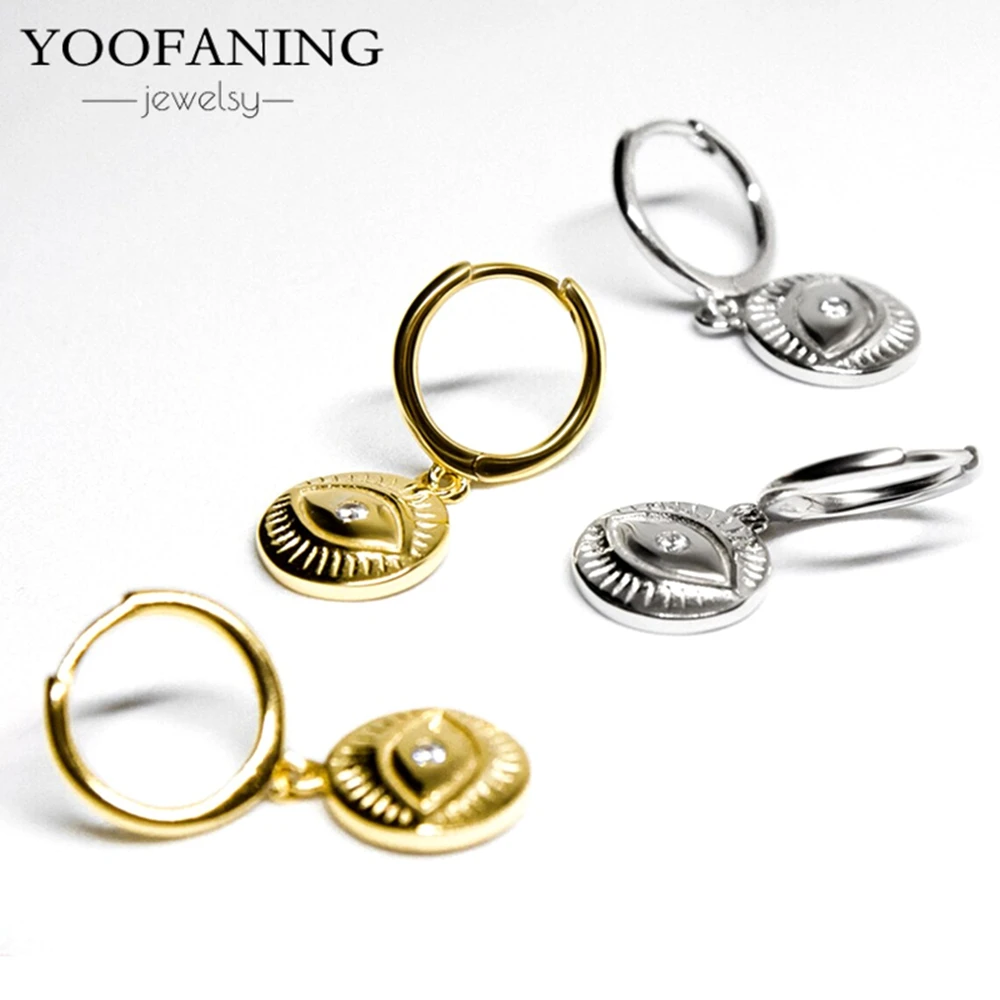 

Женские серьги-кольца в виде глаза дьявола, серебро 925 пробы