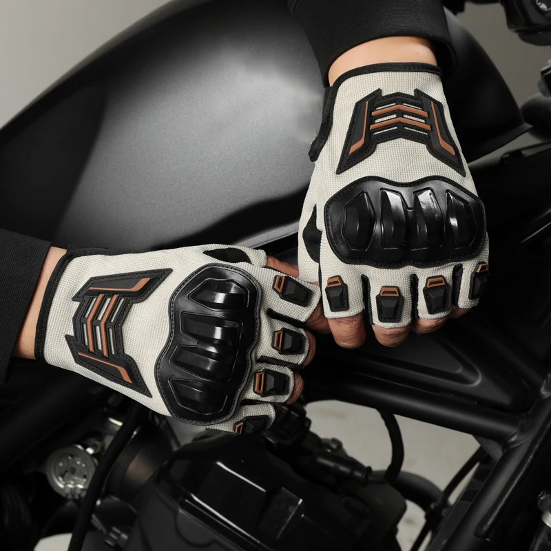 Summer Motorcycle Half Finger Gloves Outdoor Cycling Breathable Glove Motorbike Drop-Resistant Gloves