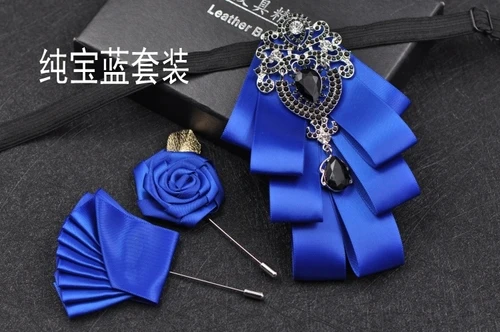 Luxury Black Rhinestone Bow Tie British High-end Men's Boy Business Wedding Suit Shirt Collar Flowers Sets Handmade Jewelry Gift