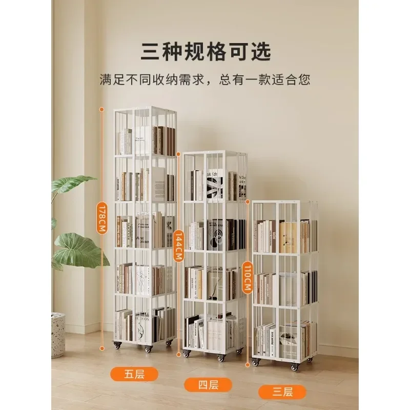 

-Rotating bookshelves, 360-degree bookcases, storage in the living room, desks, floor-to-ceiling, multi-layered movable wrought
