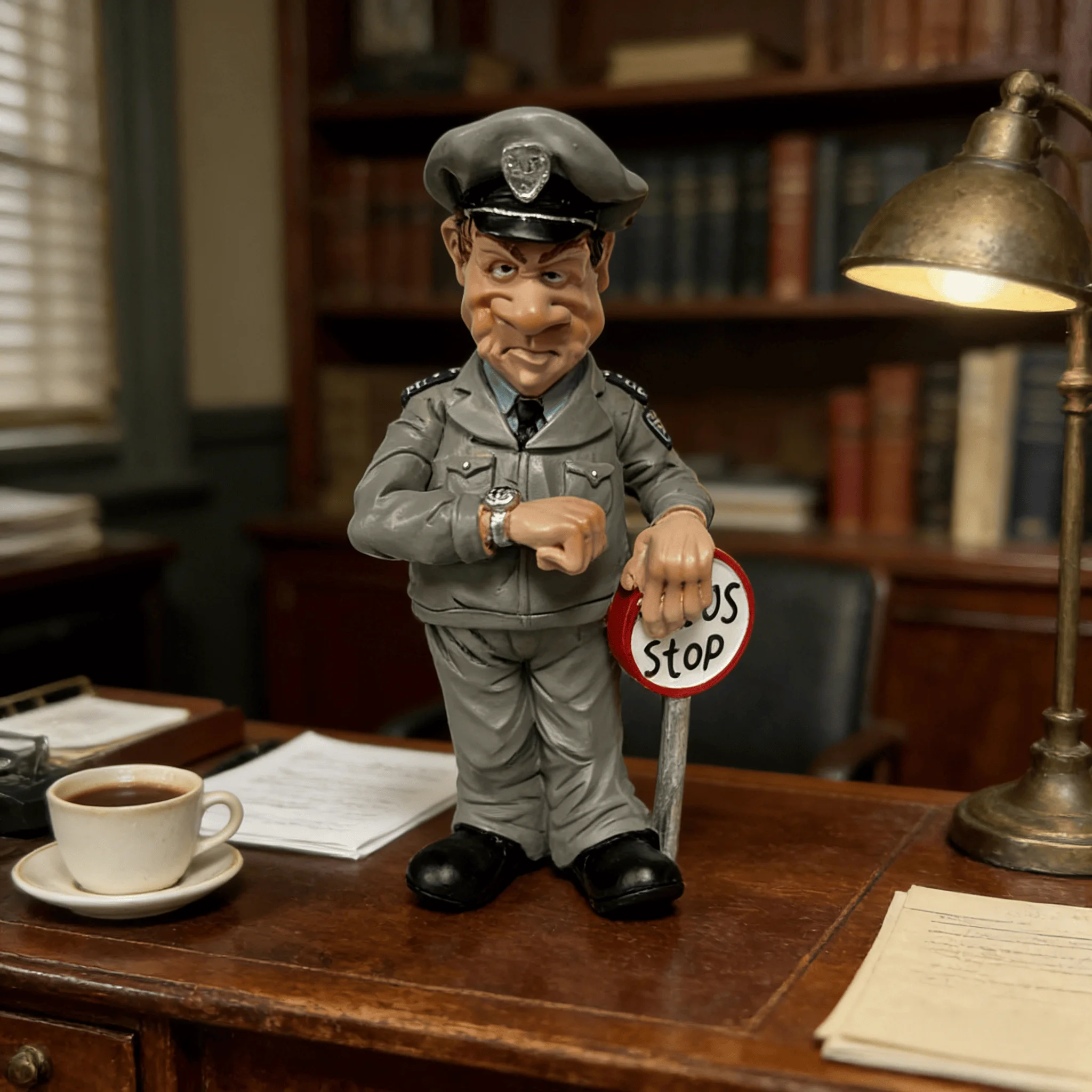 Creative Traffic Commander Statue Resin Parking Sign Ornament Home Office Study Entrance Desktop Decoration Holiday Gift Collect
