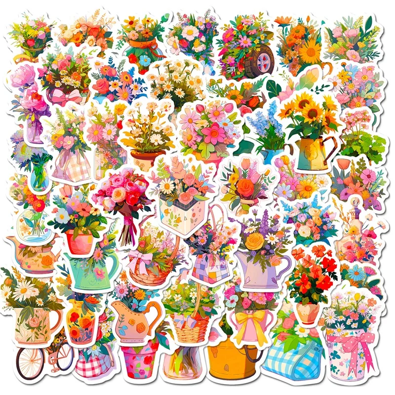 

10/30/50PCS Kawaii Flower Collection PVC Sticker Aesthetic Stationery Hand Accounting Decoration Scrapbooking Supplies for Kids