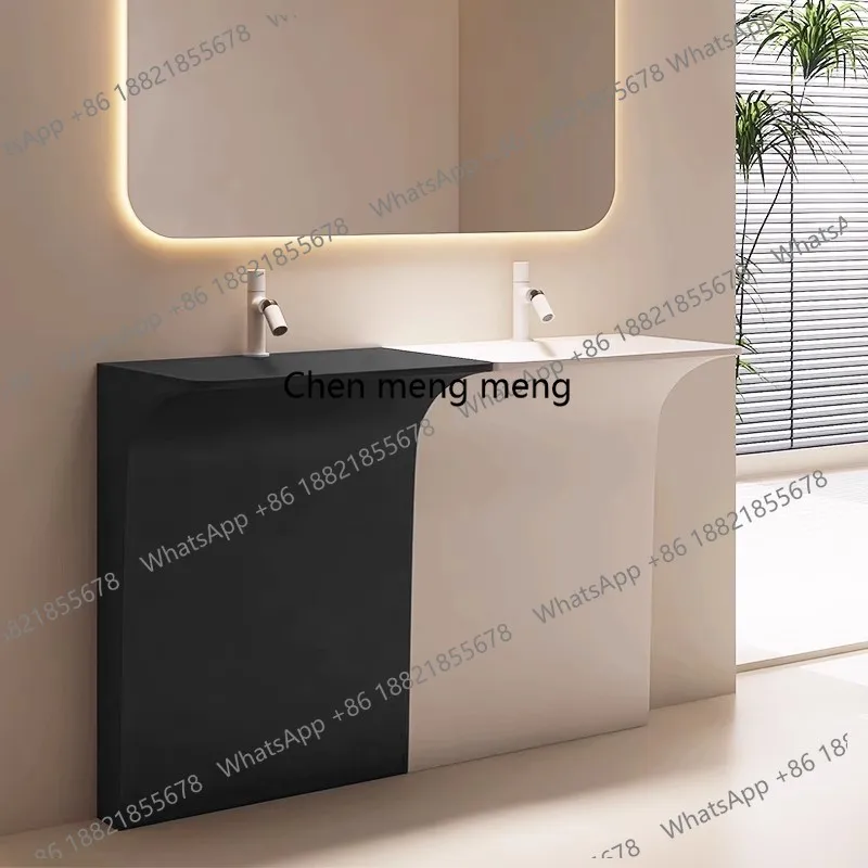 Creative column basin Acrylic integrated molding 7-character special-shaped floor light luxury washing basin