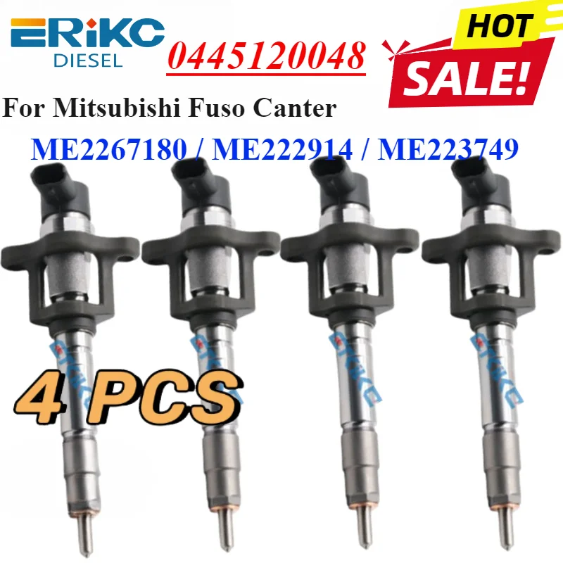 4PC 0445120048 Diesel Fuel Injector ME222914 Engine Nozzle For Mitsubishi Fuso Canter Engine 4M50 ME2267180 Kato 820-5C MMC-NFZ