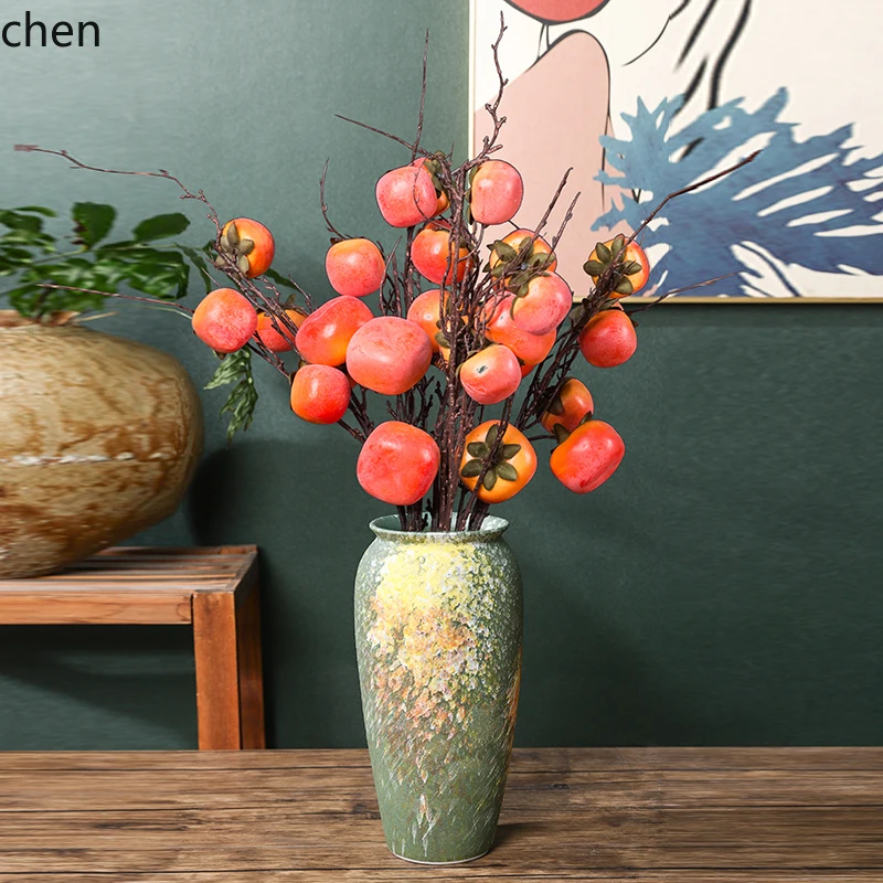 ZML Chinese flower arrangement living room dining table bedroom desktop entrance decorative flower  ceramic large vase ornament