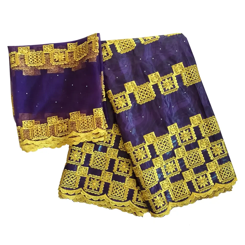 African Sewing Material Ankara Dress Fabrics with Stone Bazin Brode Tissues 5+2 Yards Wedding Party Sewing Cloth Coton 2026