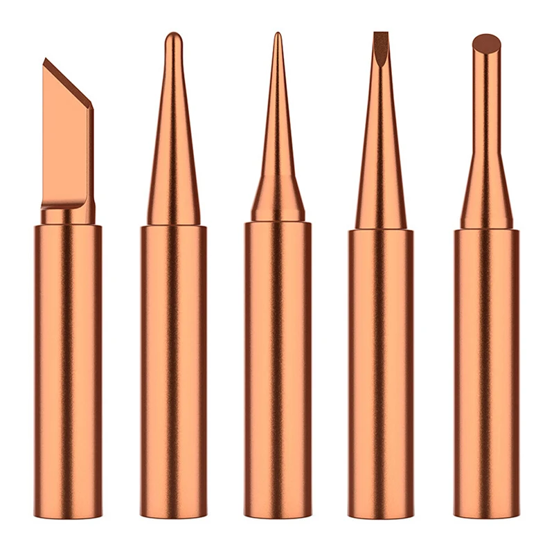 5pcs Soldering Iron Tip Pure Copper 900M Soldering Iron Head Set Inside Hot Bare Copper Electric Soldering Iron Welding Tools