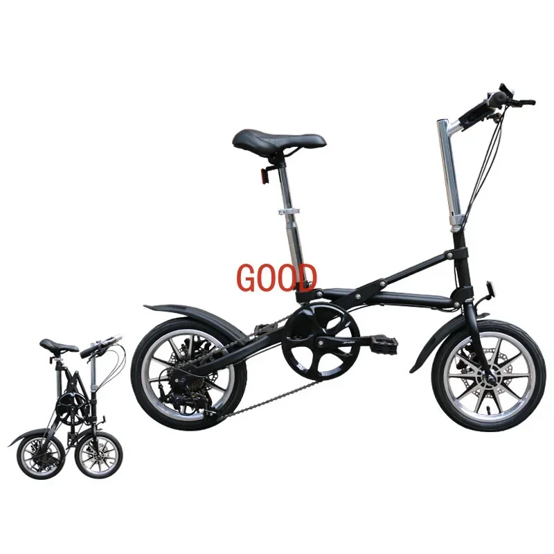14 inch ultra lightweight portable variable speed folding bicycle gift bicycle, one second fast folding pedal bicycle
