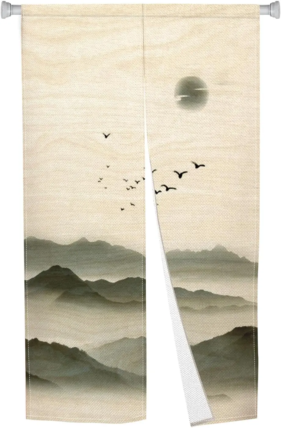 Traditional Chinese Style Door Curtain, Landscape Mountain River Pattern Screen Door Curtain For Home Entrance Decoration