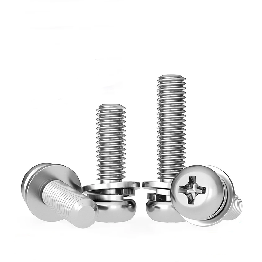 Cross Shaped Round Head With Washer, 304 Stainless Steel Three Combination Screw, Furniture Accessory Screw
