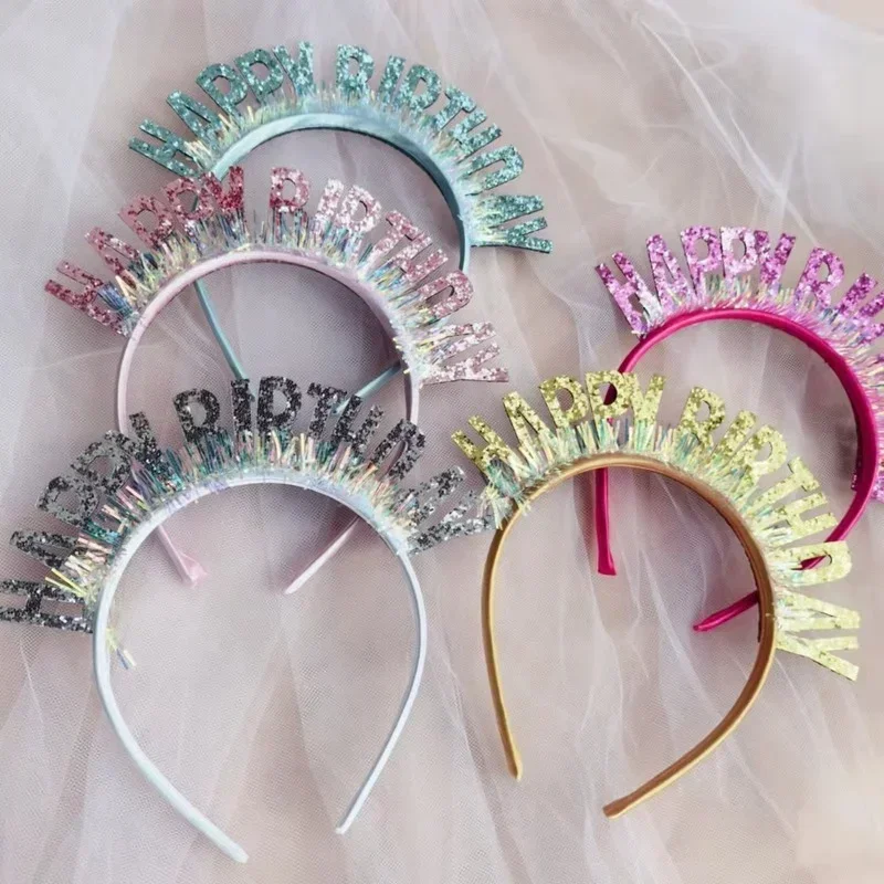 Happy Birthday Hairbands Rose Gold Silver Headbands Headwear Ins Fashion Women Girls Kids Children Hair Hoops Hair Accessories