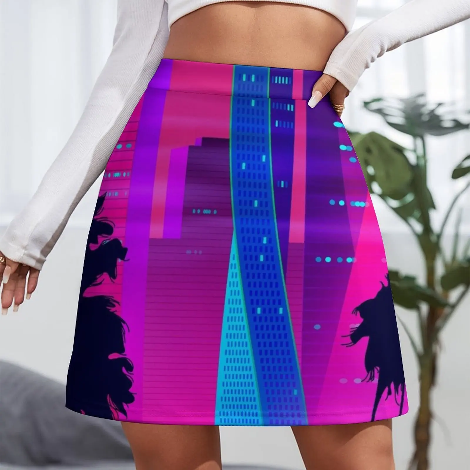 Synthwave Neon City: Miami Vice Mini Skirt korean luxury clothing skirt women japanese style