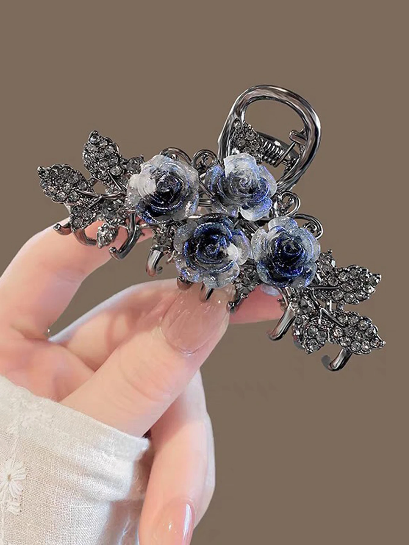 حبر ماء ماسية على شكل زهرة الورد مخالب شعر للنساء والفتيات ، إكسسوارات شعر للحفلات ، الموضة ، 1 * * #1