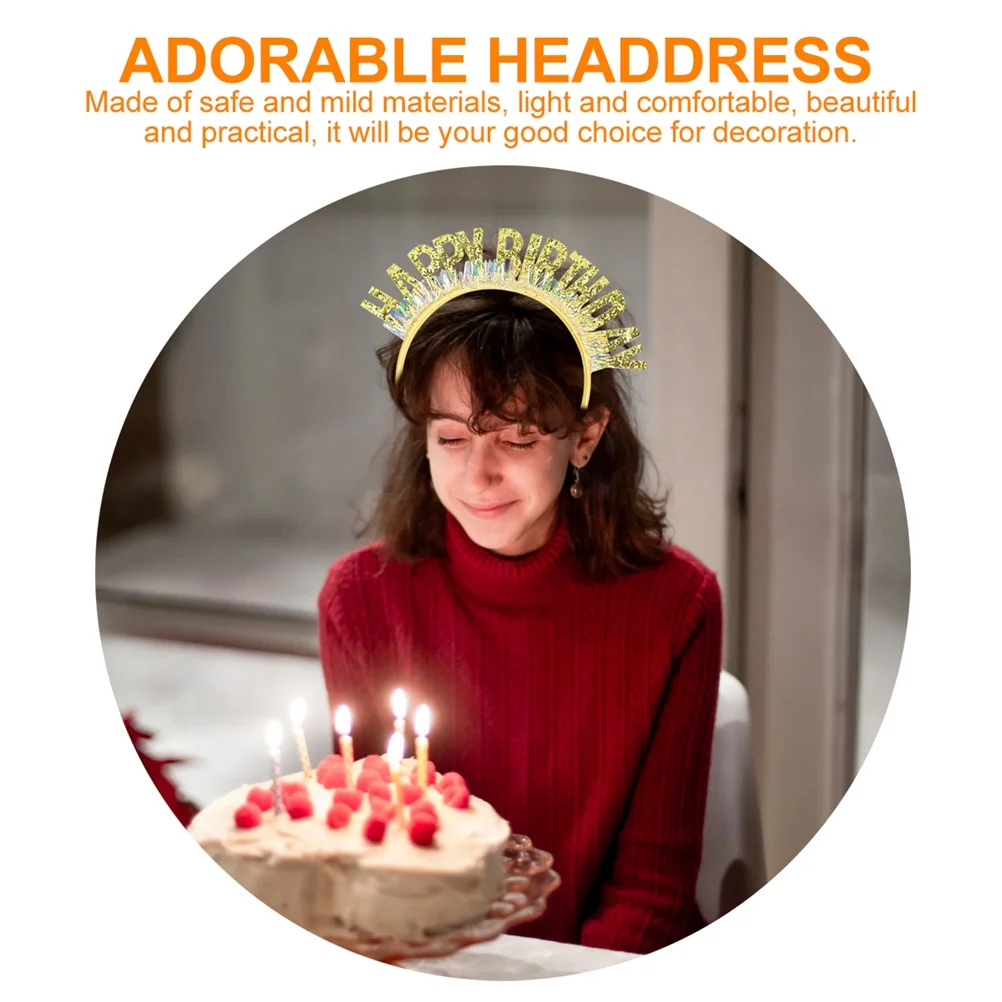 

2Pcs Glitter Birthday Hats Exquisite Design Safe Mild Materials Comfortable Wear Durable Decorative Party Hair Band